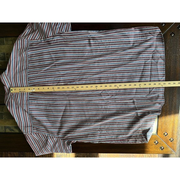 TOMMY BAHAMA MENS SHIRT XL RED CREAM BLUE STRIPED SILK/COTTON LONG SLEEVE - Picture 8 of 8